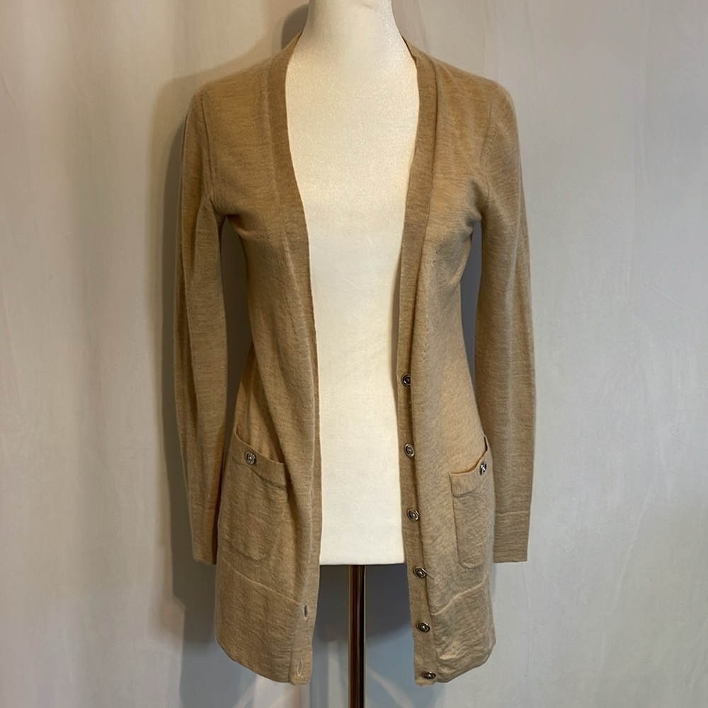 Banana Republic Long Sleeve 100% Cashmere Cardigan Size XS Beige Pockets EUC